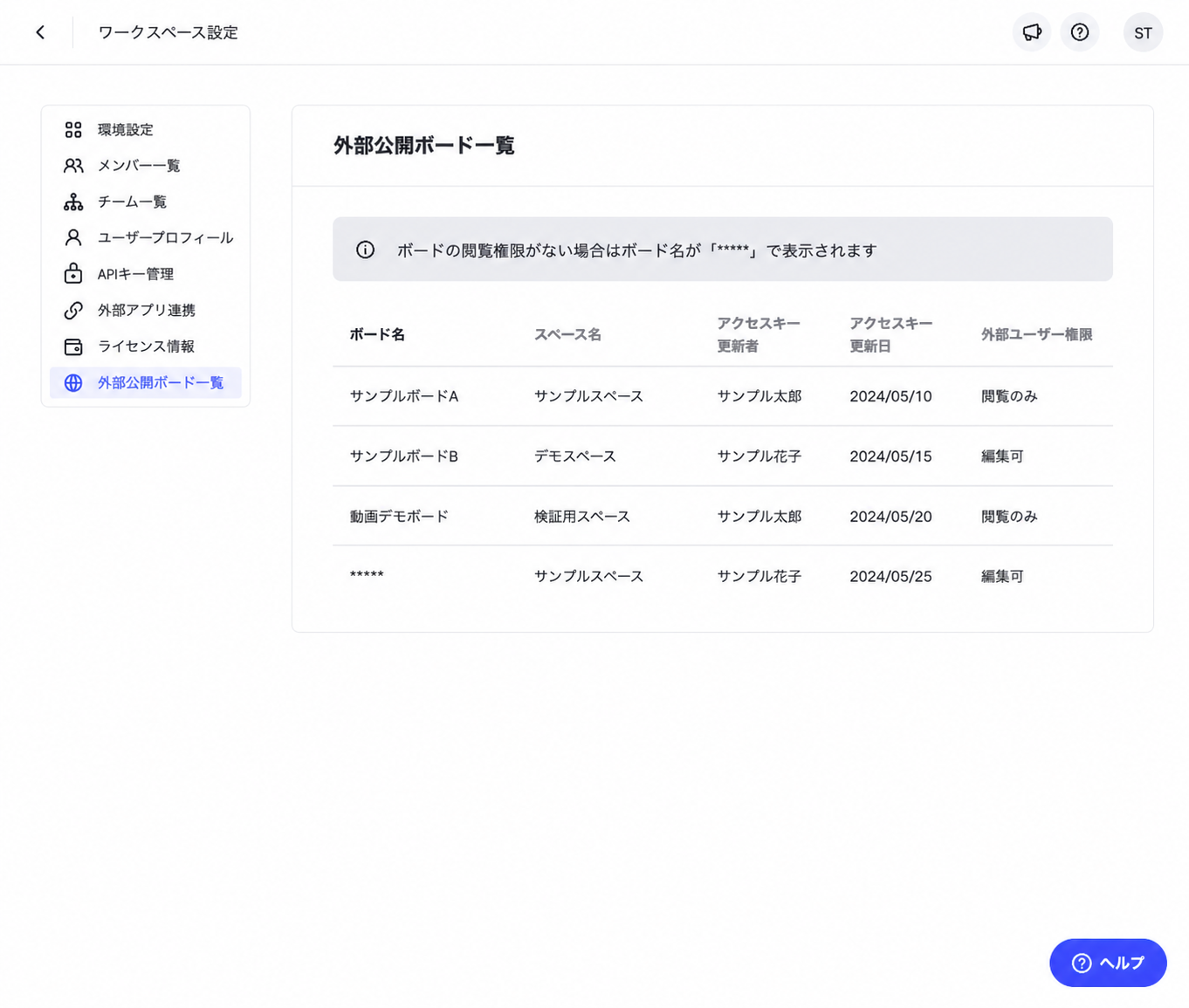外部共有ボード一覧